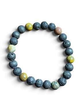 Natural Lava Stone Diffuser Bracelet with Mixed Jasper Gemstone Beads Stretch